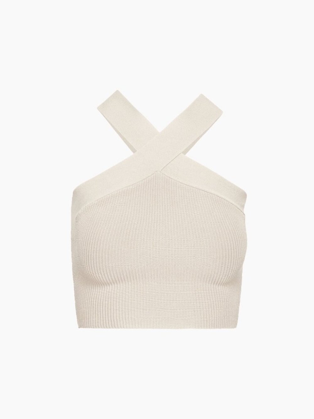 Aritzia Babaton Sculpt Knit Criss Cross Top, Matte Pearl Size XS